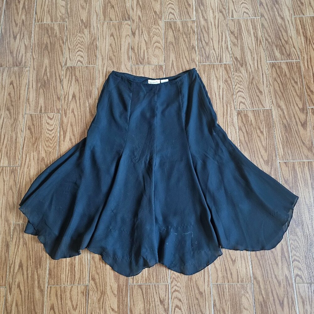 White Stag Black Midi Skirt | Scalloped Hem | Size 8